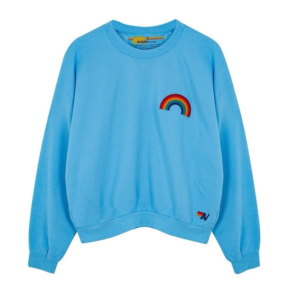 Aviator Nation Tops - Aviator Nation Sky Blue Crewneck Sweatshirt With Embroidered Rainbow Small